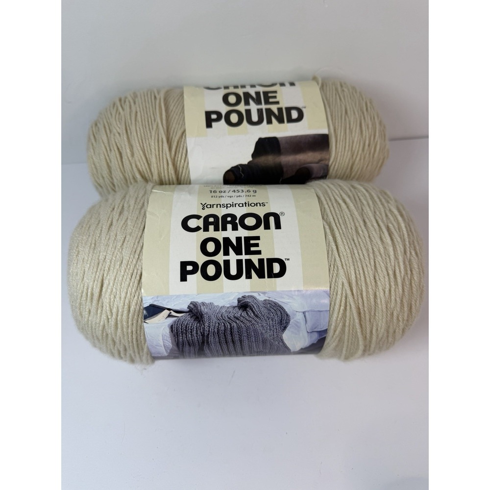 Yarnspirations Caron One Pound Yarn 100% Acrylic 10514 Off White 812 Yds Lot 2
